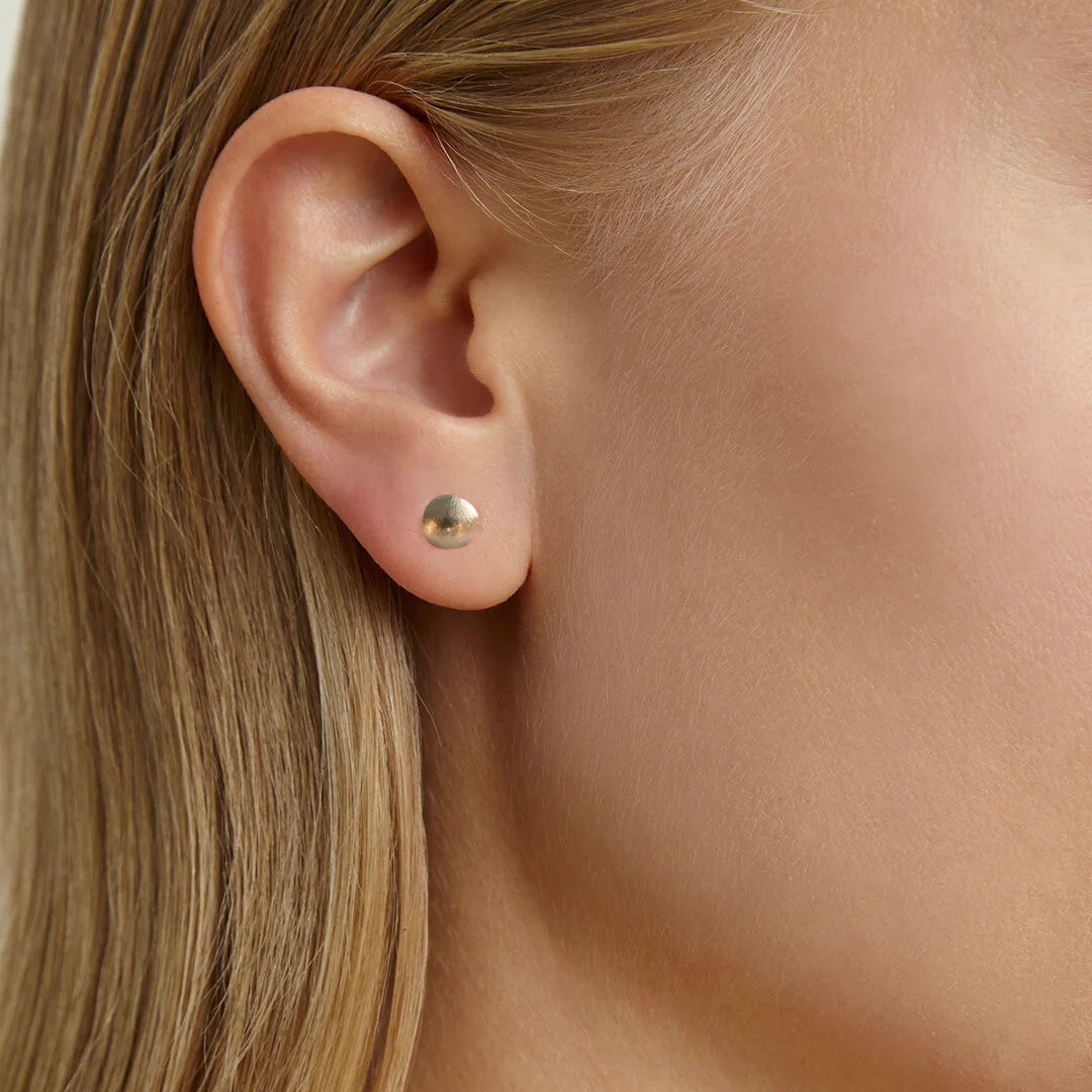 Hand-Forged Domed Disc Earring