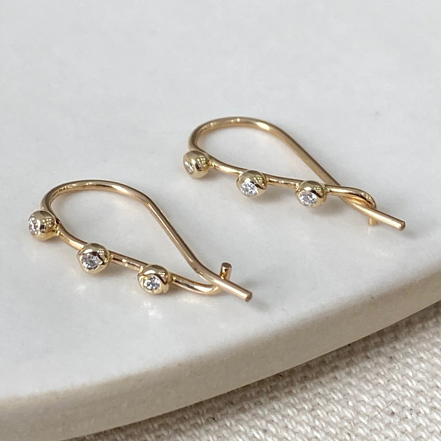 Triptych Bump Earring with Diamonds